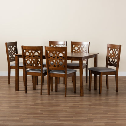 Baxton Studio - Abigail Dining Set in Grey/Walnut Brown - RH391C-Grey/Walnut-7PC Dining Set view 9