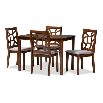 Baxton Studio - Abilene Dining Set in Table: Walnut Brown; Chairs: Grey/Walnut Brown - RH3010C-Walnut/Grey Dining Set view 1