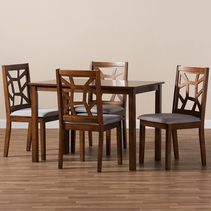 Baxton Studio - Abilene Dining Set in Table: Walnut Brown; Chairs: Grey/Walnut Brown - RH3010C-Walnut/Grey Dining Set view 4