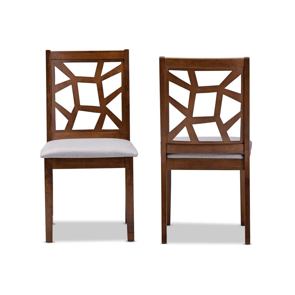 Baxton Studio - Abilene Set of 2 Dining Chairs in Grey/Walnut Brown - RH3010C-Walnut/Grey-DC view 2