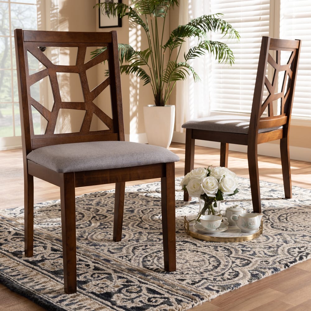 Baxton Studio - Abilene Set of 2 Dining Chairs in Grey/Walnut Brown - RH3010C-Walnut/Grey-DC view 5