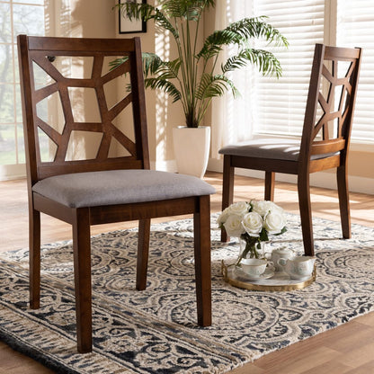 Baxton Studio - Abilene Set of 2 Dining Chairs in Grey/Walnut Brown - RH3010C-Walnut/Grey-DC view 5
