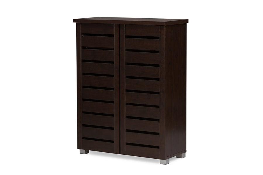 Baxton Studio - Adalwin Shoe Cabinet in Dark Brown - SC863522-Wenge view 1
