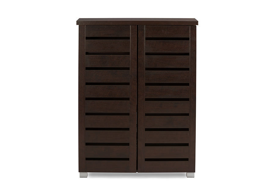 Baxton Studio - Adalwin Shoe Cabinet in Dark Brown - SC863522-Wenge view 2