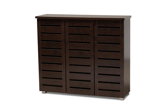 Baxton Studio - Adalwin Shoe Cabinet in Dark Brown - SC863533-Wenge view 1