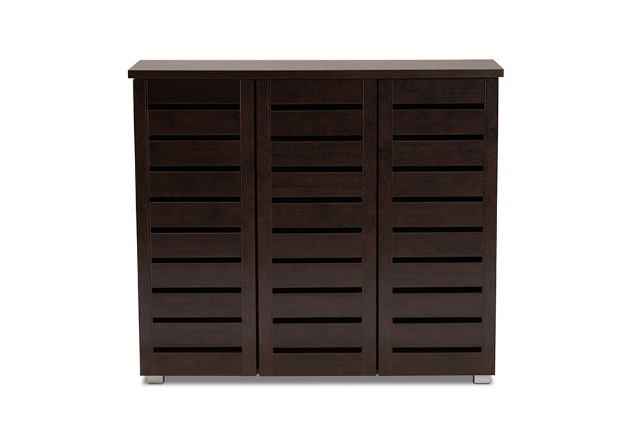 Baxton Studio - Adalwin Shoe Cabinet in Dark Brown - SC863533-Wenge view 2