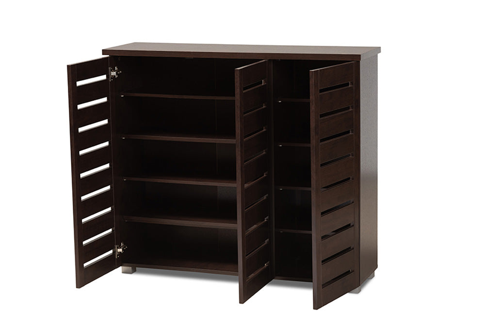 Baxton Studio - Adalwin Shoe Cabinet in Dark Brown - SC863533-Wenge view 3