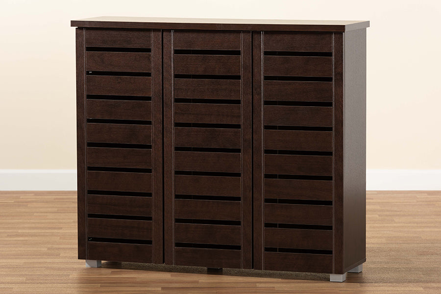 Baxton Studio - Adalwin Shoe Cabinet in Dark Brown - SC863533-Wenge view 7