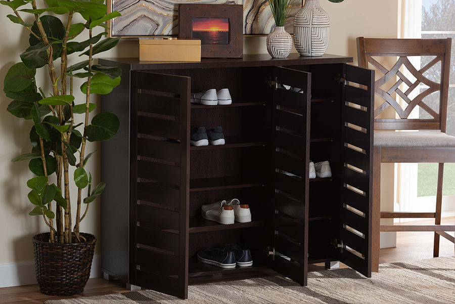 Baxton Studio - Adalwin Shoe Cabinet in Dark Brown - SC863533-Wenge view 8