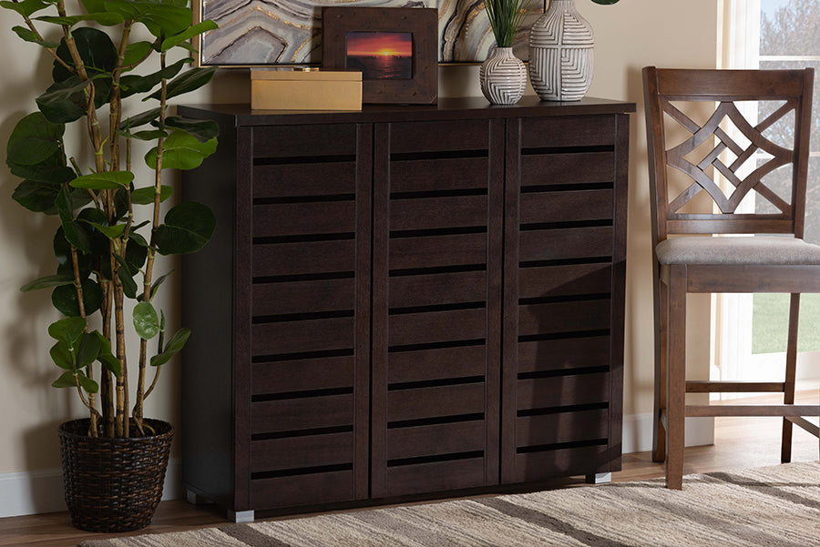 Baxton Studio - Adalwin Shoe Cabinet in Dark Brown - SC863533-Wenge view 9