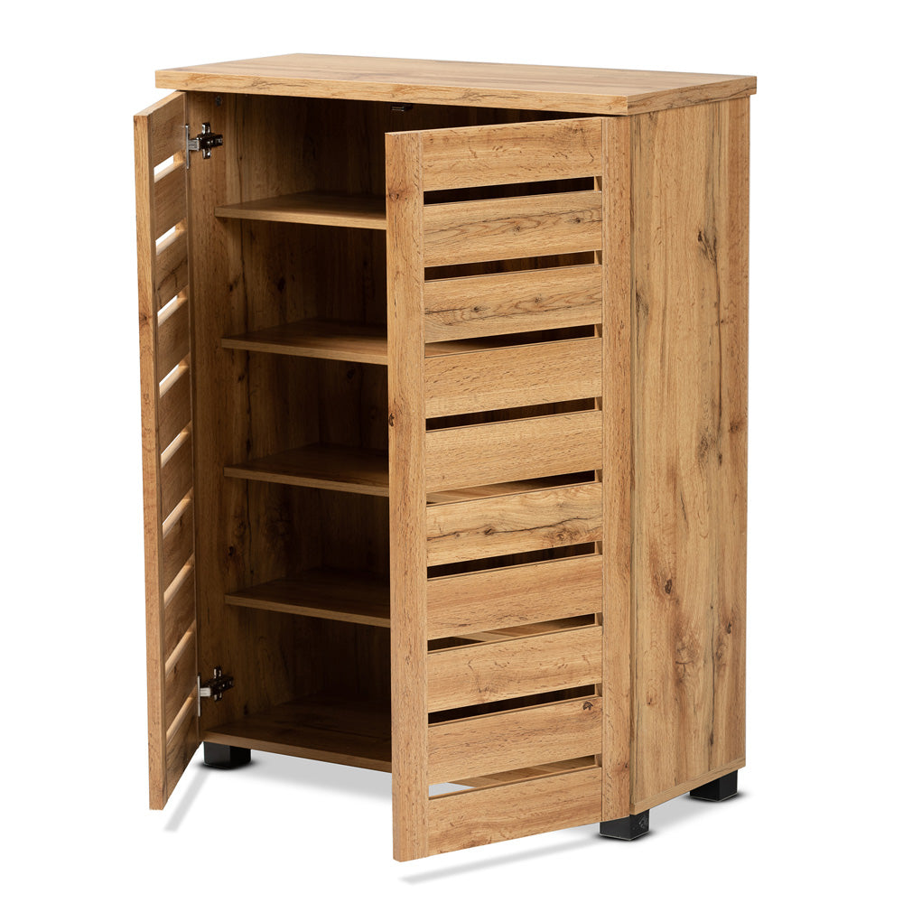 Baxton Studio - Adalwin Shoe Cabinet in Oak Brown - SC863522-Wotan Oak view 2