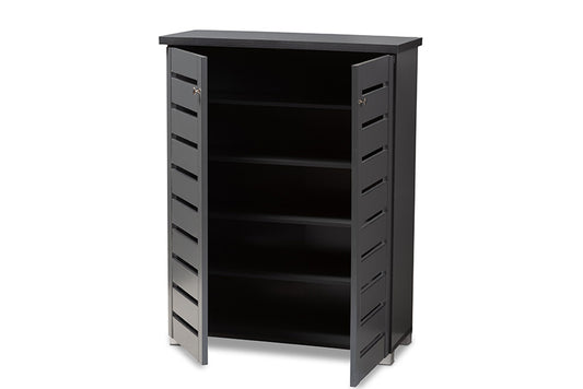 Baxton Studio - Adalwin Shoe Cabinet - SC863522M-Dark Grey-Shoe Cabinet view 2