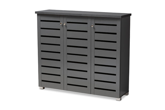 Baxton Studio - Adalwin Shoe Cabinet - SC863533M-Dark Grey-Shoe Cabinet view 1