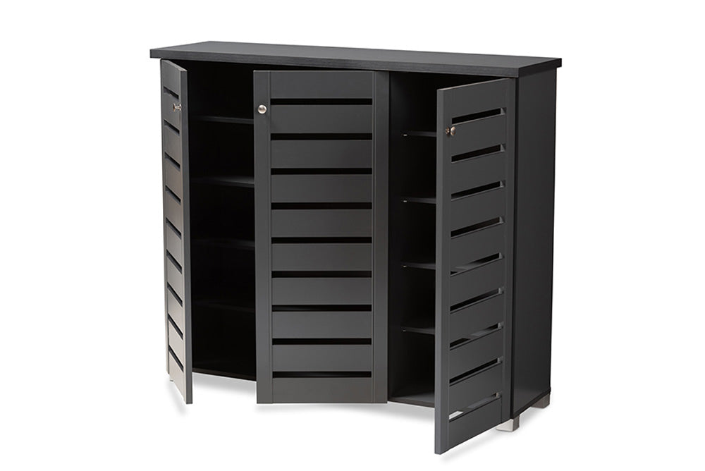 Baxton Studio - Adalwin Shoe Cabinet - SC863533M-Dark Grey-Shoe Cabinet view 2