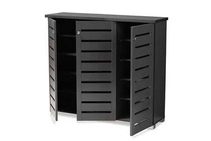 Baxton Studio - Adalwin Shoe Cabinet - SC863533M-Dark Grey-Shoe Cabinet view 2