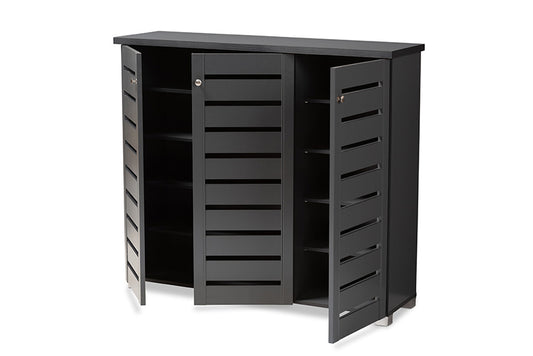 Baxton Studio - Adalwin Shoe Cabinet - SC863533M-Dark Grey-Shoe Cabinet view 2