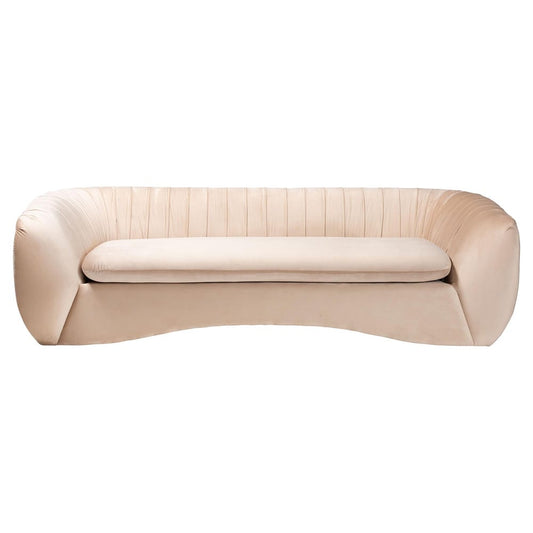 Baxton Studio - Adanna Sofa in Champagne Beige - TSF-7019-Beige Velvet-Sofa view 2