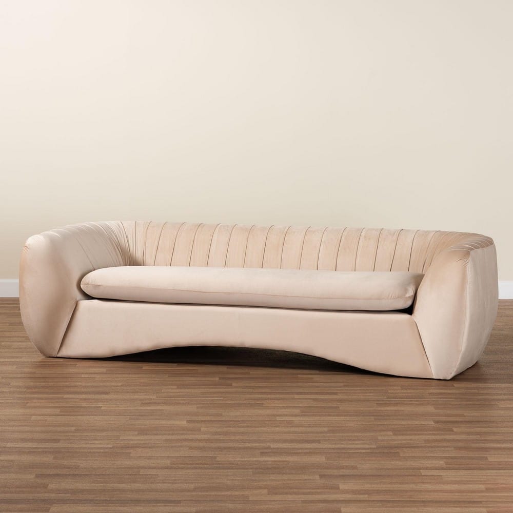 Baxton Studio - Adanna Sofa in Champagne Beige - TSF-7019-Beige Velvet-Sofa view 8
