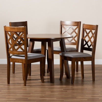 Baxton Studio - Adara Dining Set in Grey/Walnut - Adara-Grey/Walnut-5PC Dining Set view 8
