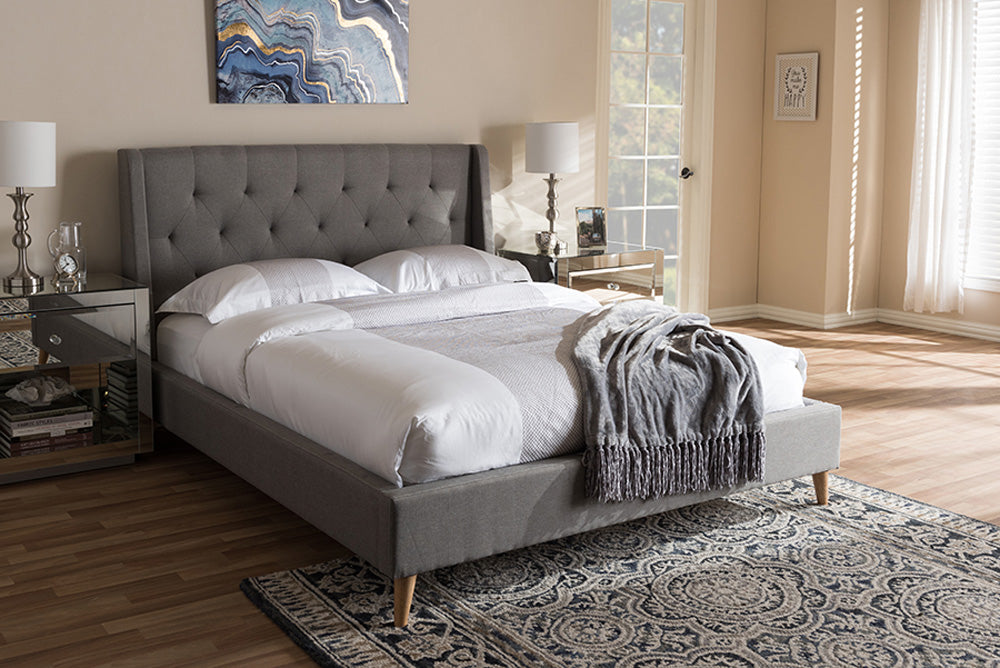 Baxton Studio - Adelaide King Size Bed - CF8862-Light Grey-King view 5