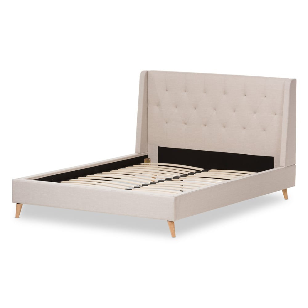 Baxton Studio - Adelaide King Size Bed in Light Beige - CF8862-Light Beige-King view 3