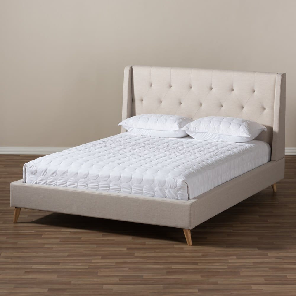 Baxton Studio - Adelaide King Size Bed in Light Beige - CF8862-Light Beige-King view 7