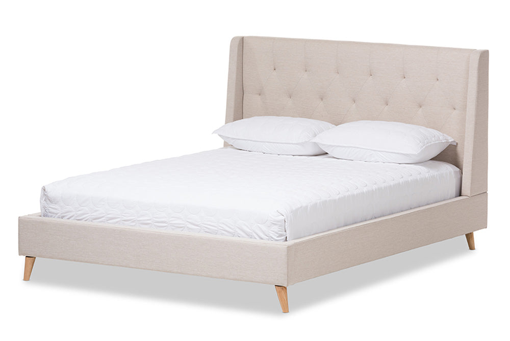 Baxton Studio - Adelaide Queen Size Bed - CF8862-Light Beige-Queen view 1