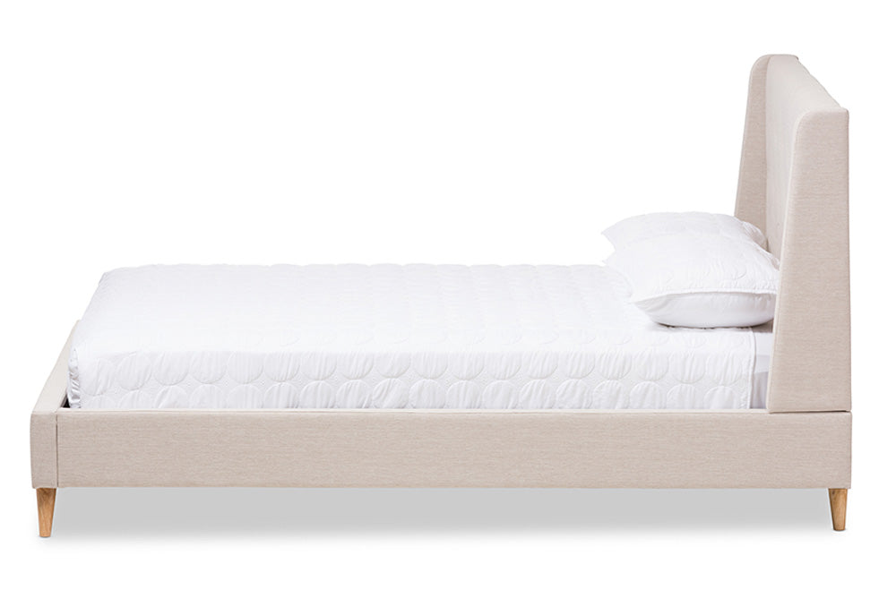 Baxton Studio - Adelaide Queen Size Bed - CF8862-Light Beige-Queen view 2