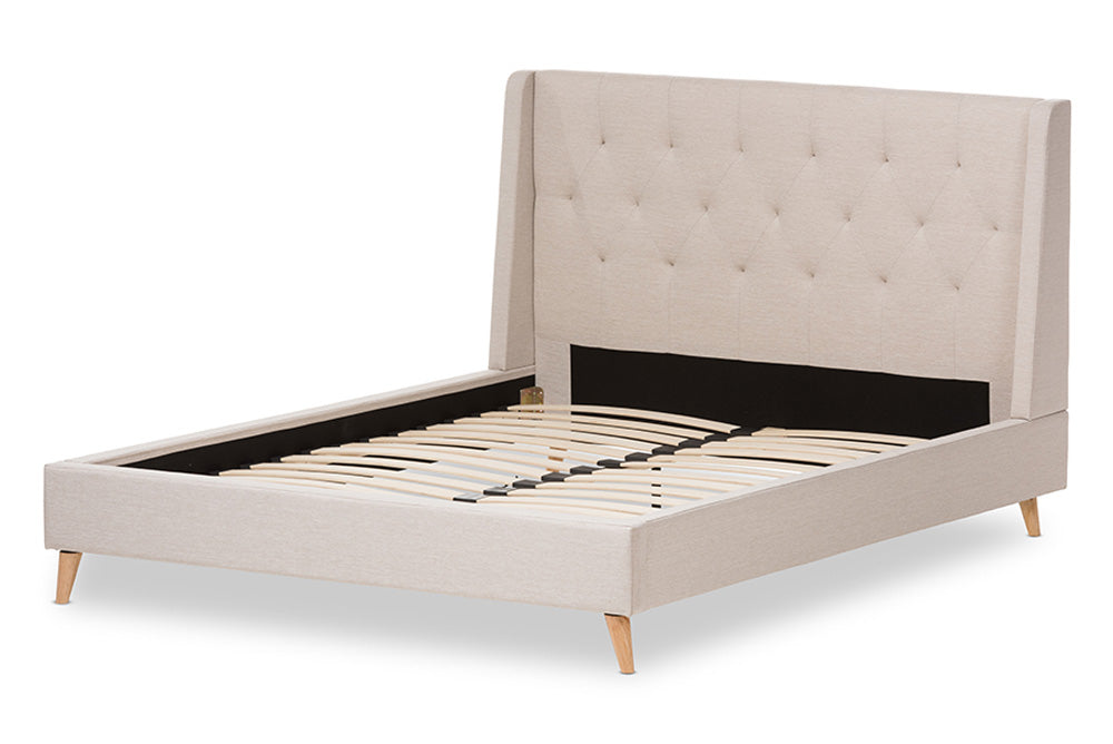 Baxton Studio - Adelaide Queen Size Bed - CF8862-Light Beige-Queen view 3