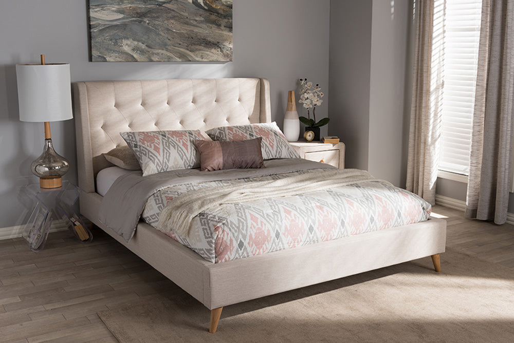Baxton Studio - Adelaide Queen Size Bed - CF8862-Light Beige-Queen view 5