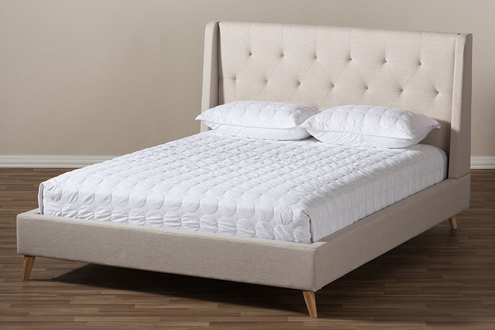 Baxton Studio - Adelaide Queen Size Bed - CF8862-Light Beige-Queen view 7