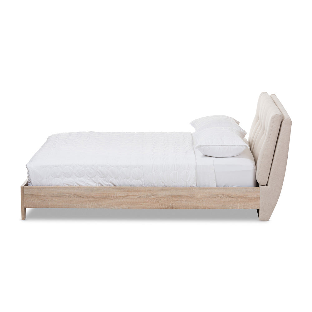 Baxton Studio - Adelia Queen Size Bed in Light Beige/Natural - CF8821-Light Beige/Natural-Queen view 2