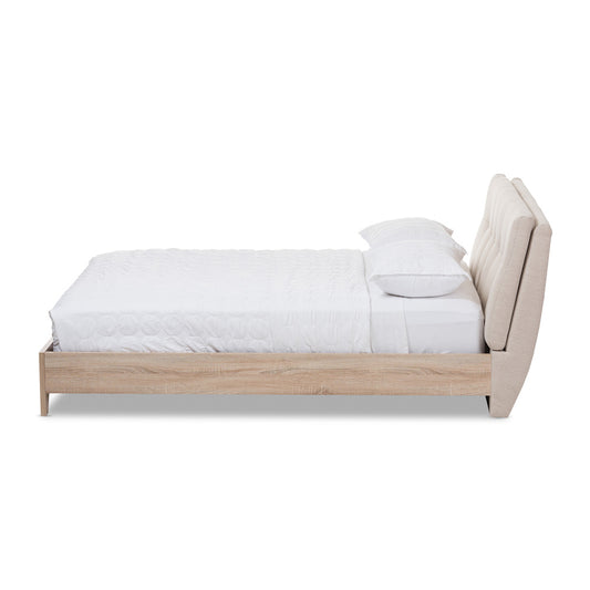 Baxton Studio - Adelia Queen Size Bed in Light Beige/Natural - CF8821-Light Beige/Natural-Queen view 2