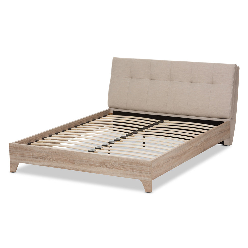 Baxton Studio - Adelia Queen Size Bed in Light Beige/Natural - CF8821-Light Beige/Natural-Queen view 3