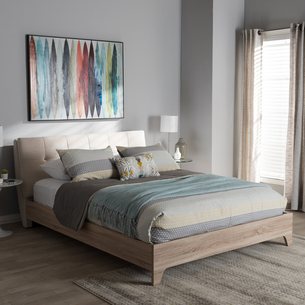Baxton Studio - Adelia Queen Size Bed in Light Beige/Natural - CF8821-Light Beige/Natural-Queen view 6