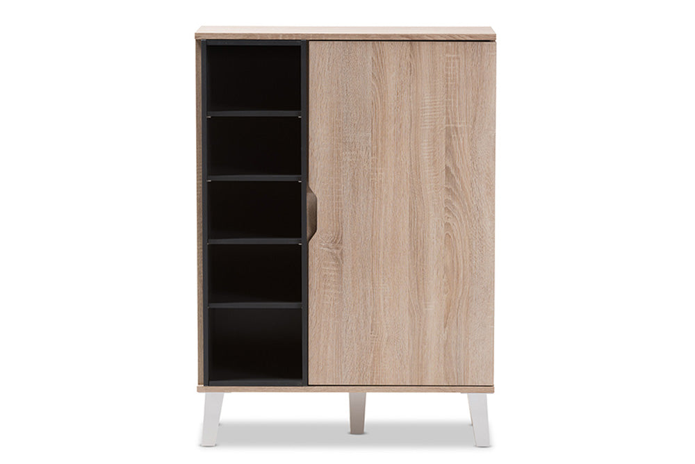 Baxton Studio - Adelina Storage Cabinet - SESC16104-Hana Oak/Dark Grey-Shoe Cabinet view 3