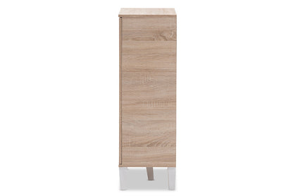 Baxton Studio - Adelina Storage Cabinet - SESC16104-Hana Oak/Dark Grey-Shoe Cabinet view 4
