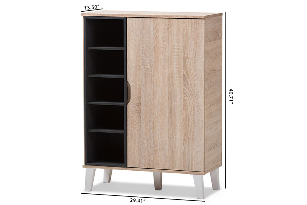 Baxton Studio - Adelina Storage Cabinet - SESC16104-Hana Oak/Dark Grey-Shoe Cabinet view 9