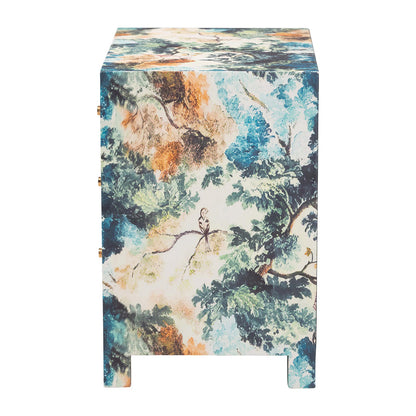 Baxton Studio - Adeline End Table in Multicolor/Brass - JY25A011-Birds in Tree Printed Canvas-Wooden-ET view 4