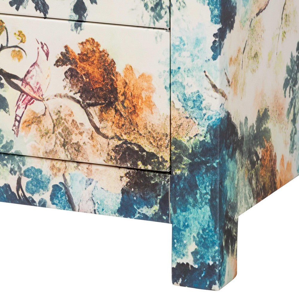 Baxton Studio - Adeline End Table in Multicolor/Brass - JY25A011-Birds in Tree Printed Canvas-Wooden-ET view 7
