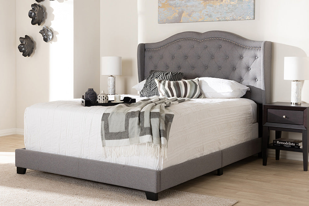 Baxton Studio - Aden King Size Bed - Aden-Grey-King view 5