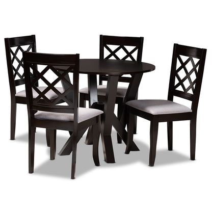 Baxton Studio - Adina Dining Set in Grey/Dark Brown - Adina-Grey/Dark Brown-5PC Dining Set view 1