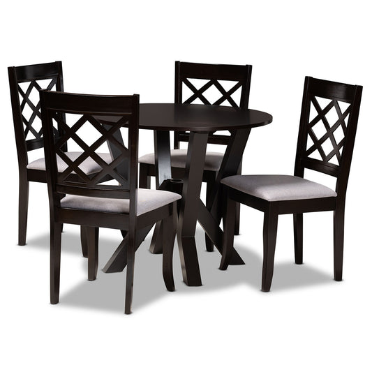 Baxton Studio - Adina Dining Set in Grey/Dark Brown - Adina-Grey/Dark Brown-5PC Dining Set view 1