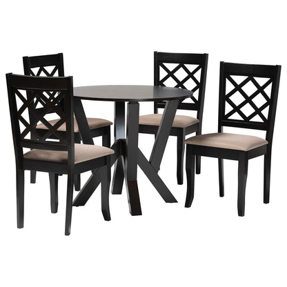 Baxton Studio - Adina Dining Set in Sand/Dark Brown - Adina-Sand/Dark Brown-5PC Dining Set view 1