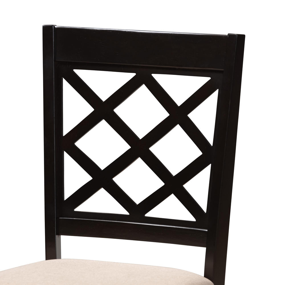 Baxton Studio - Adina Dining Set in Sand/Dark Brown - Adina-Sand/Dark Brown-5PC Dining Set view 5