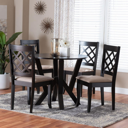 Baxton Studio - Adina Dining Set in Sand/Dark Brown - Adina-Sand/Dark Brown-5PC Dining Set view 8