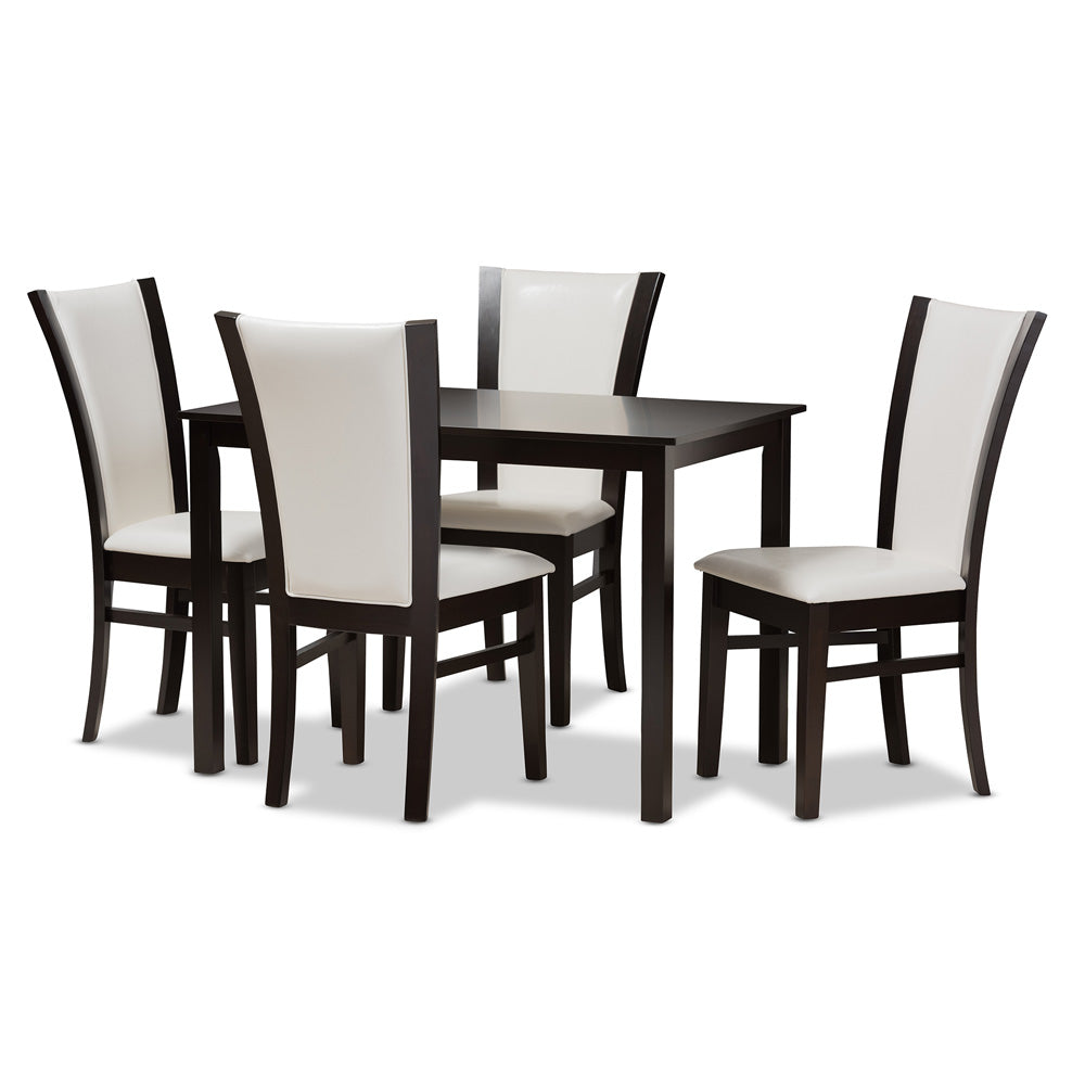 Baxton Studio - Adley Dining Set in White/Dark Brown - RH5510C-Dark Brown/White Dining Set view 1