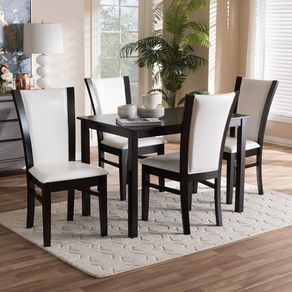 Baxton Studio - Adley Dining Set in White/Dark Brown - RH5510C-Dark Brown/White Dining Set view 5