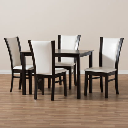Baxton Studio - Adley Dining Set in White/Dark Brown - RH5510C-Dark Brown/White Dining Set view 6
