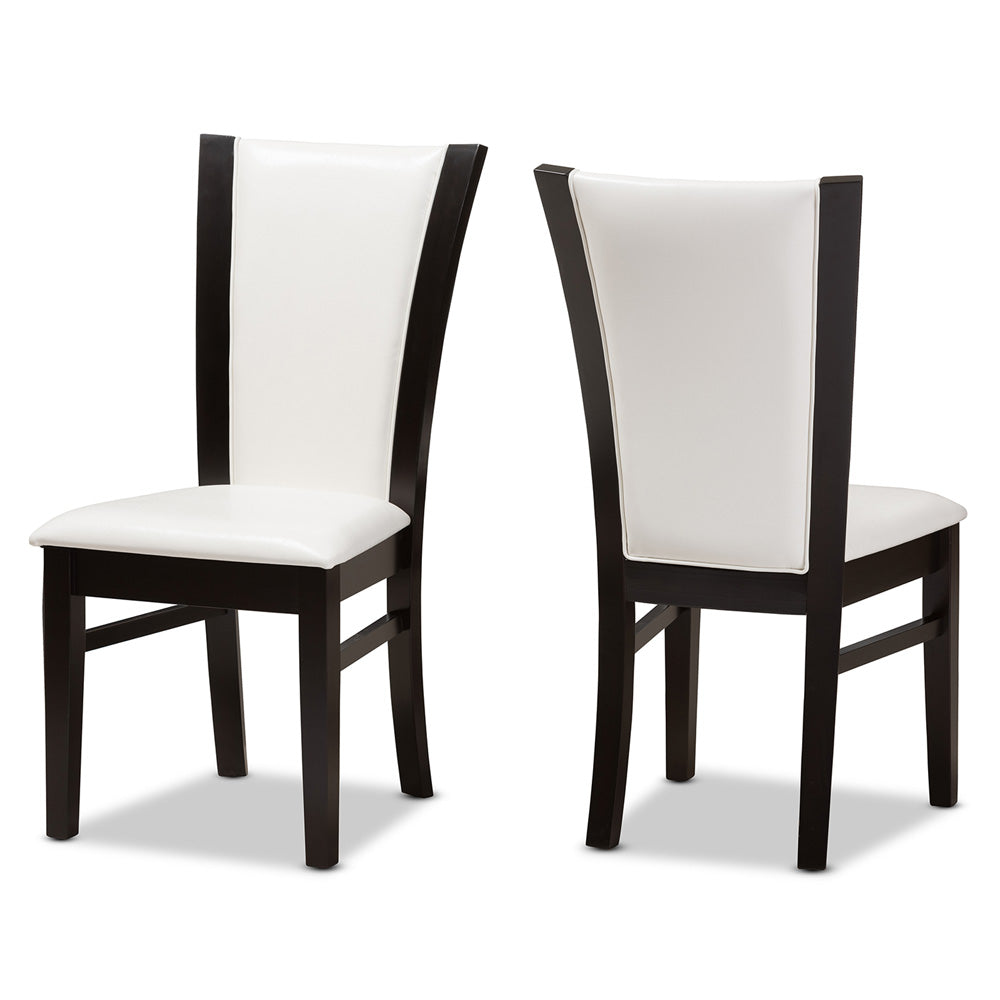 Baxton Studio - Adley Set of 2 Dining Chairs in White/Dark Brown - RH5510C-Dark Brown/White-DC view 1